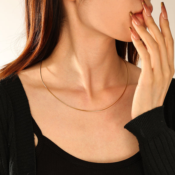 FX1298 925 Sterling Silver Women Plain Collar Necklace