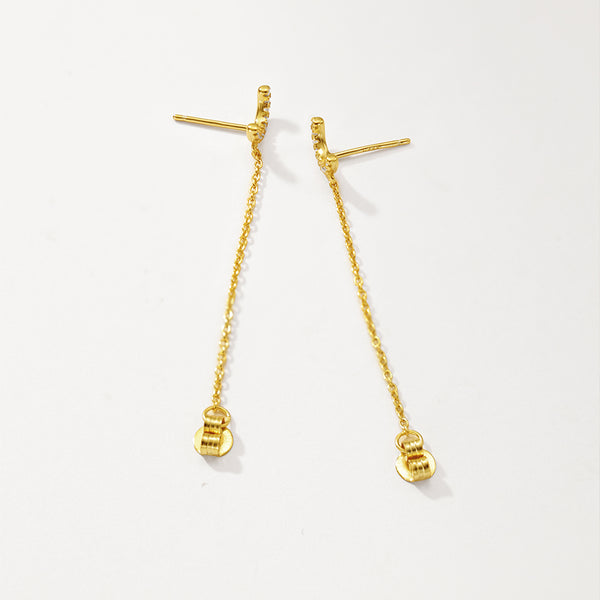 FE2804 925 Sterling Silver Crescent Chain Earring