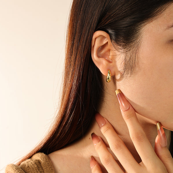 FE2826 925 Sterling Silver CZ Chunky Hoop Earring