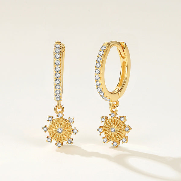 FE2153 925 Sterling Silver Shining Eight-Pointed Star Dangle Earrings