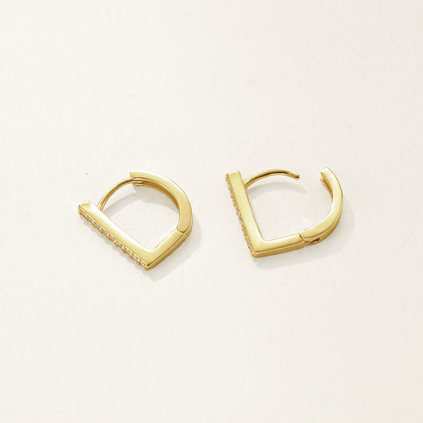 FE2795 925 Sterling Silver Capital D Hoop Earring