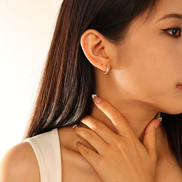 FE2942 925 Sterling Silver Personalized Honeycomb Hoop Earrings