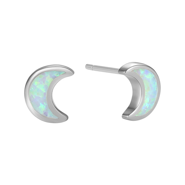 VFE0268 Crescent Moon Opal Stud Earrings