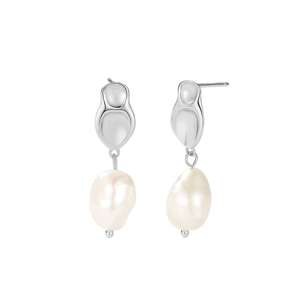 FE2710 925 Sterling Silver Pearl Stud Dangle Earring