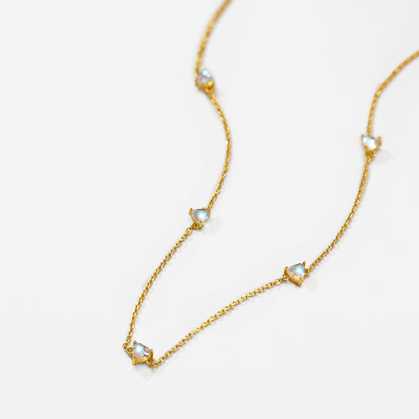 VFX0034 Quintet Heart Moonstone Necklace