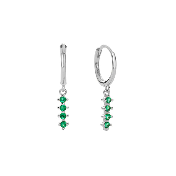 FE2745 925 Sterling Silver Multicolored Zirconia Dangle Hoop Earrings