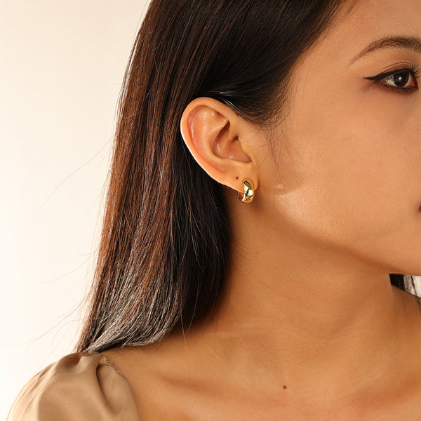 FE2938 925 Sterling Silver Glossy Bold Hoop Earring