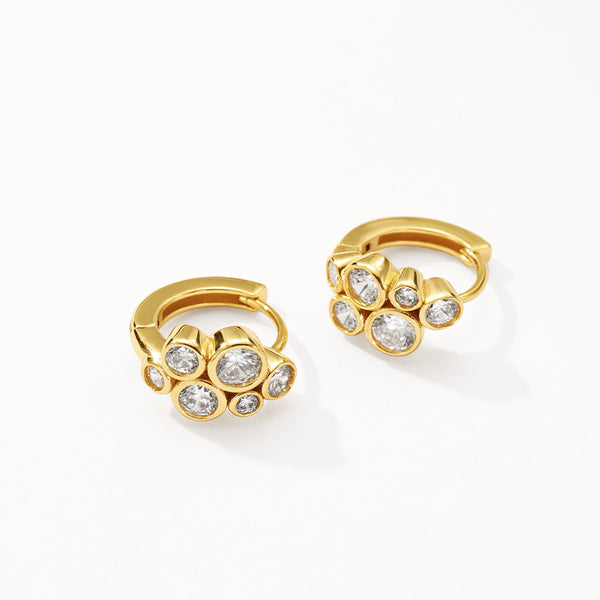VFE0054 Cluster Bezel CZ Hoop Earrings