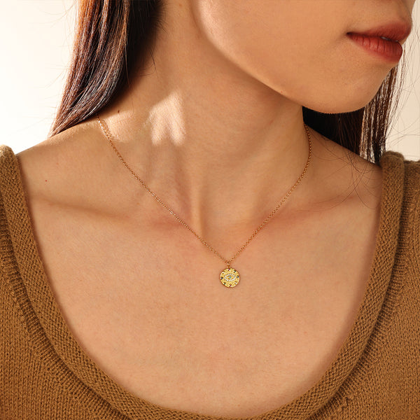 FX1177 925 Sterling Silver Evil Eye Coin Pendant Necklace