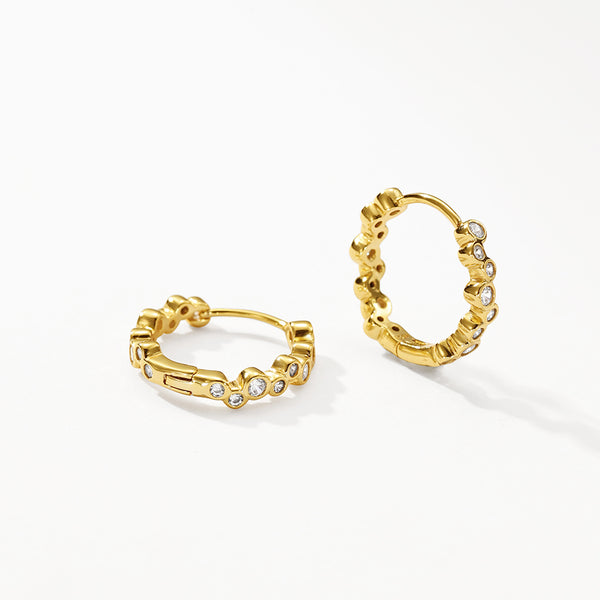 VFE0057 Bezel Setting Stacked CZ Hoop Earrings