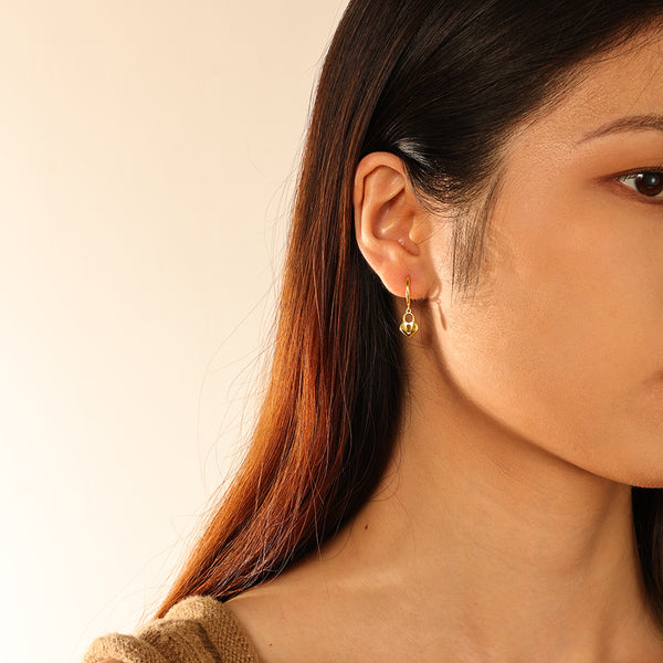 FE2847 925 Sterling Silver Hert Lock Hoop Earings