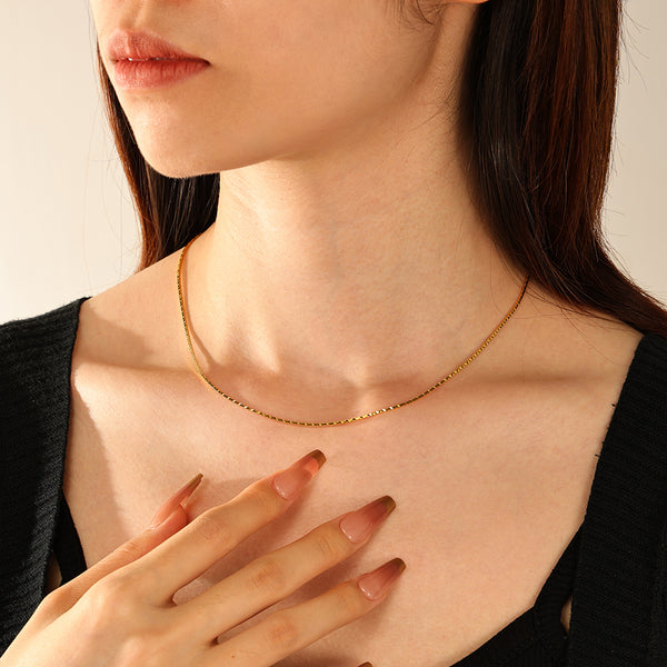 FX1282 925 Sterling Silver Box Chain Necklaces