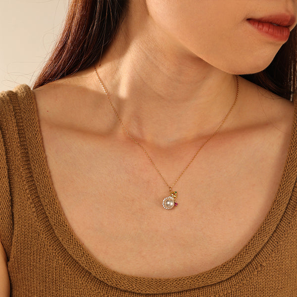 FX1179 925 Sterling Silver White Pearl Pendant Necklace