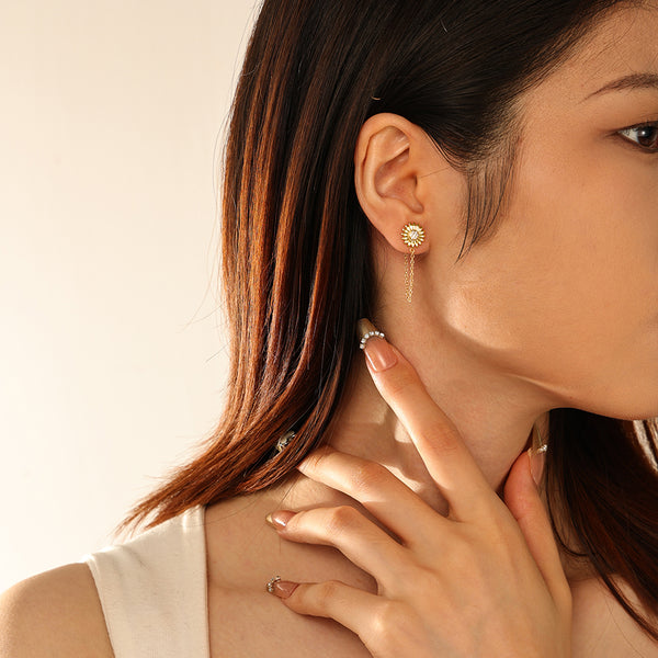 FE2949 925 Sterling Silver CZ Daisy Chain Stud Earring