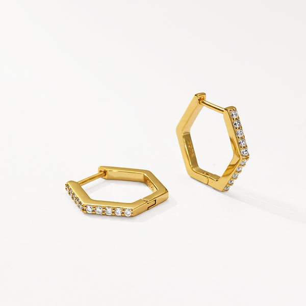 VFE0059 Pentagon Cz Hoop Earrings