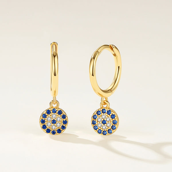 FE2185 925 Sterling Silver Round Eye Dangle Earrings