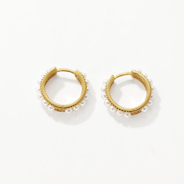 FE3195 Shell Pearl Hoop Earring