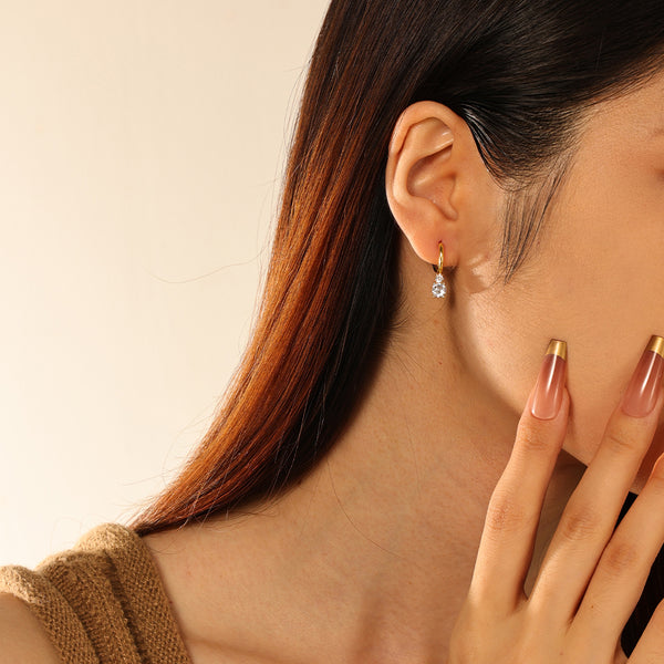 FE2821 925 Sterling Silver Classic Colorful Zircon Dangle Earrings