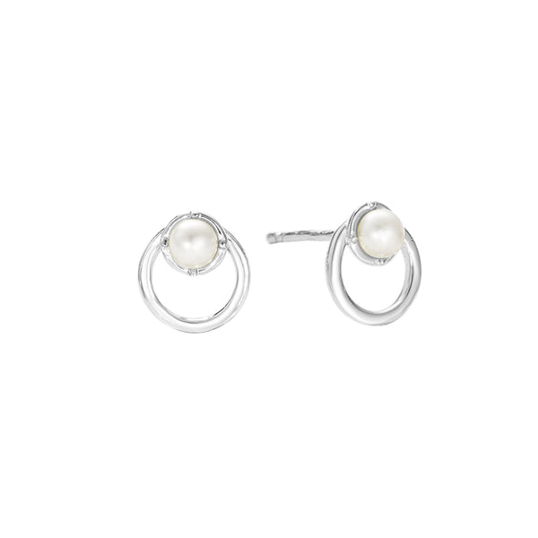 FE2888 925 Sterling Silver Pearl Geometry Stud Earrings