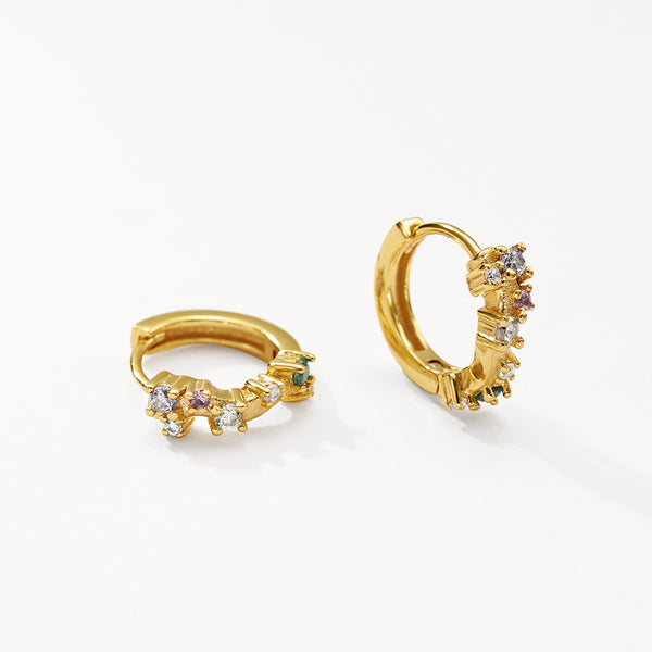 VFE0058 Rainbow CZ Hoop Earrings