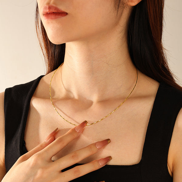 FX1297 925 Sterling Silver Women Plain Collar Necklace