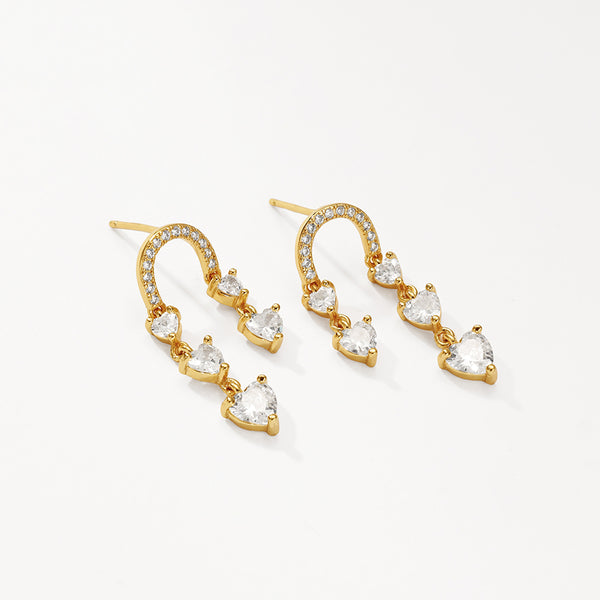VFE0075 Arched Tassel Zircon Stud Earrings