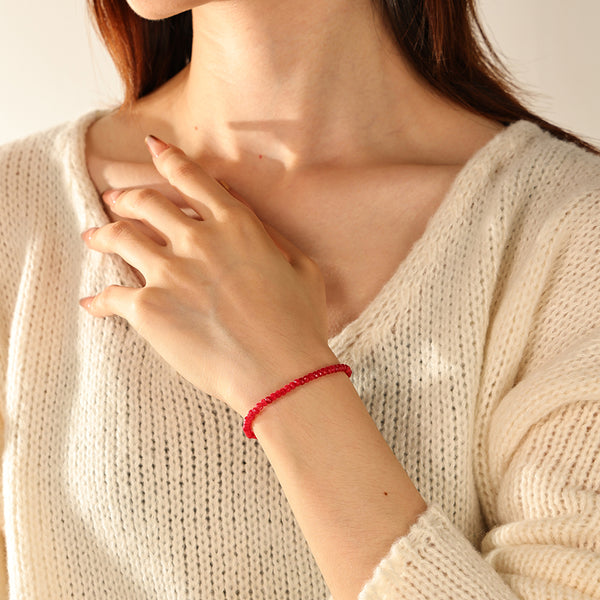 PB0161 925 Sterling Silver Charm Beaded Bracelet