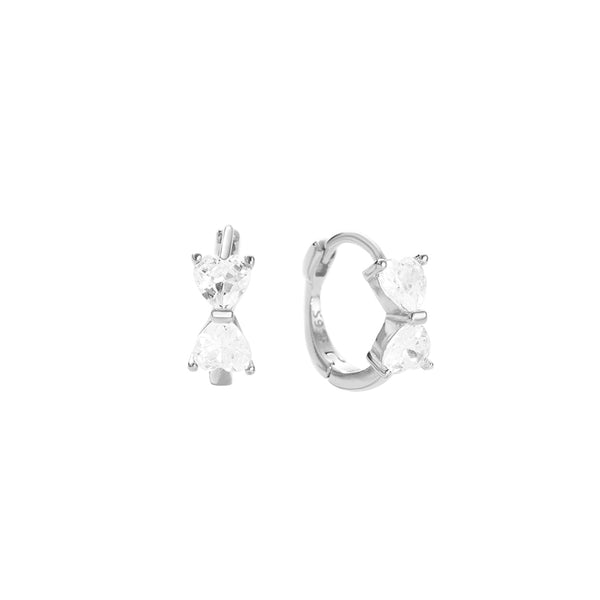 FE2803 925 Sterling Silver Cubic Zirconia Bow Hoop Earrings