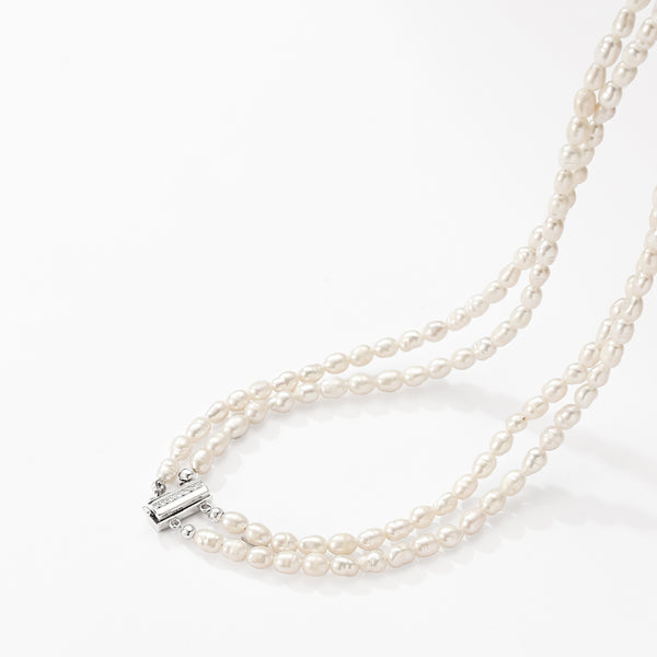 VPN0092 Double Chain Pearl Necklace