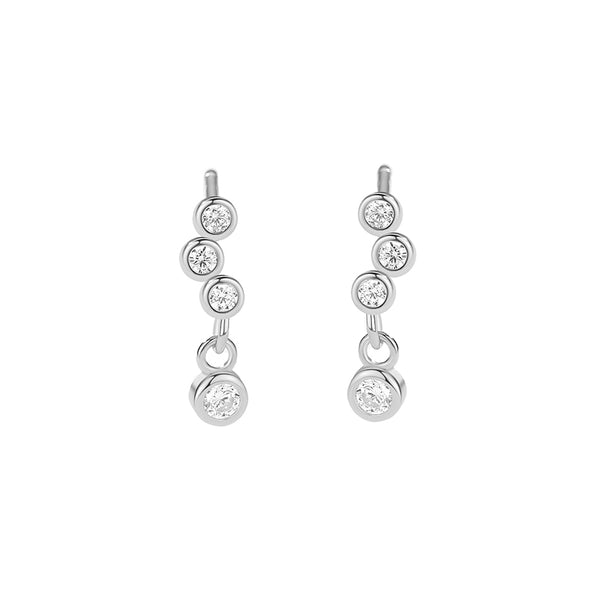 FE2835 925 Sterling Silver Bezel Cubic Zirconia Stud Earrings