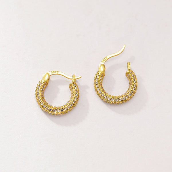 FE2937 925 Sterling Silver Full CZ Hoop Earring