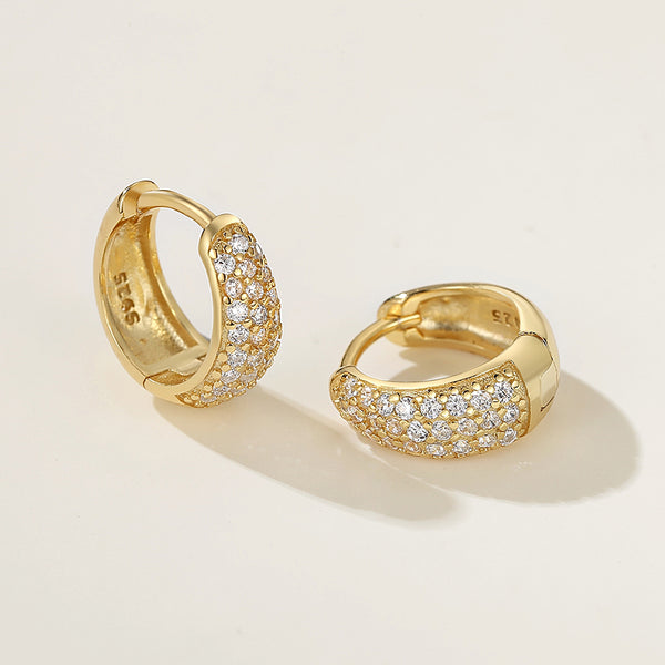 FE2121 925 Sterling Silver CZ Bold Hoop Earrings