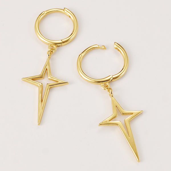 FE2119 925 Sterling Silver Corss Women Dangle Hoop Earrings