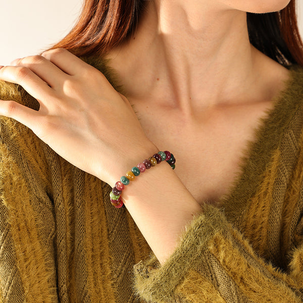 PB0133 925 Sterling Silver Jade Round Beaded Women Bracelets