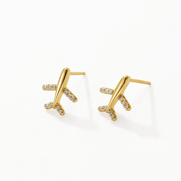 FE3152 Mini Aircraft CZ Stud Earring