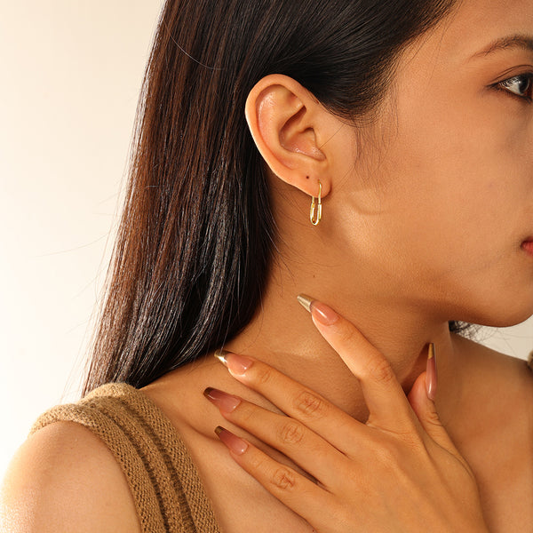 FE2845 925 Sterling Silver Creative Pin Hoop Earrings