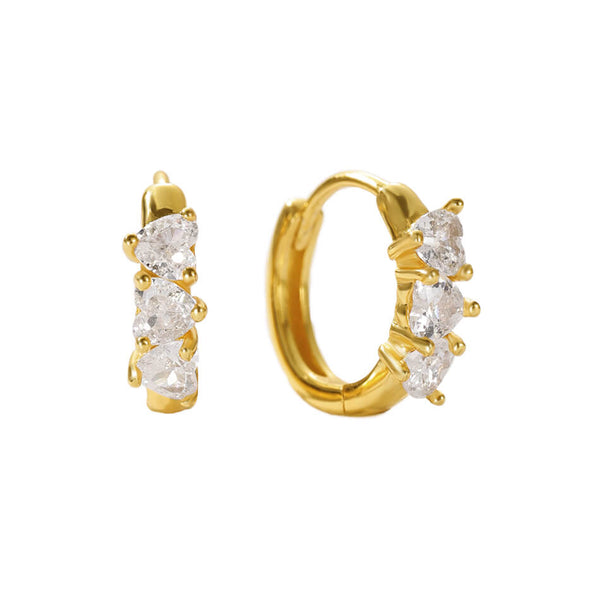 VFE0188 Triple Heart Opal Cubic Zirconia Hoop Earrings