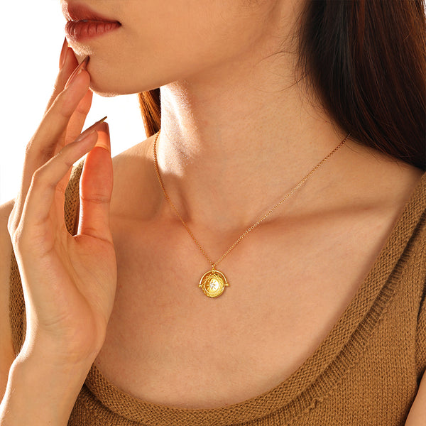 FX1185 925 Sterling Silver Coin Star Pendant Neckce