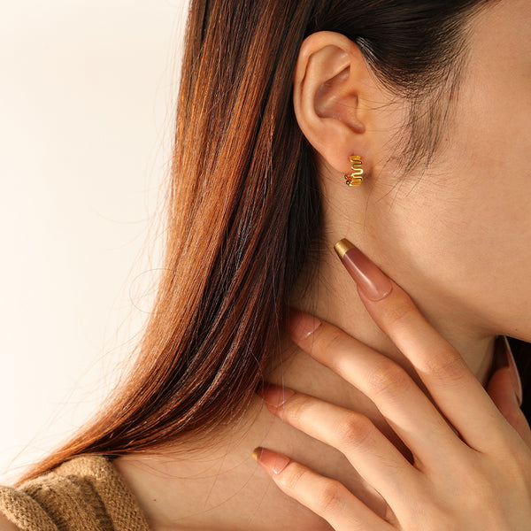 FE2903 925 Sterling Silver Wavy Hoop Earring