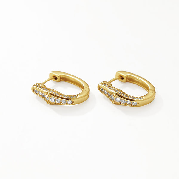 FE3186 Full Zirconia Geometry Hoop Earring