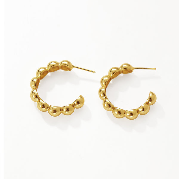 FE3159 Gold Bead Hoop Earring
