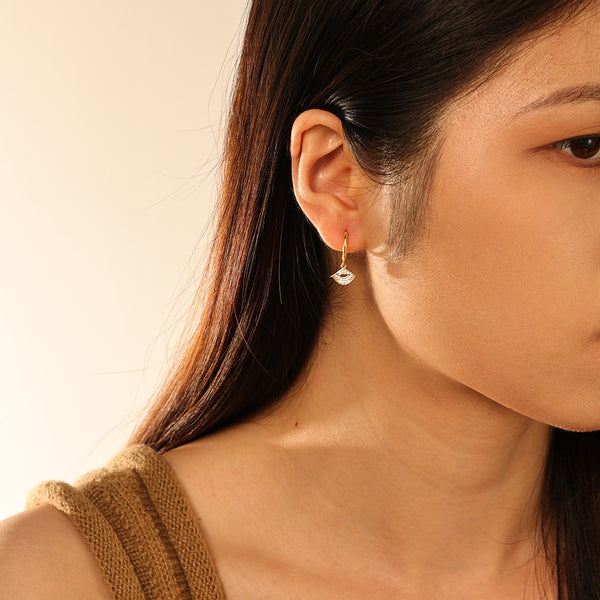 FE2862 925 Sterling Silver Zircon Lip Print Dangle Earrings