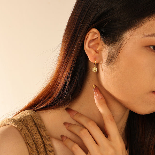 FE2715 925 Sterling Silver Snowflake Dangle Earring