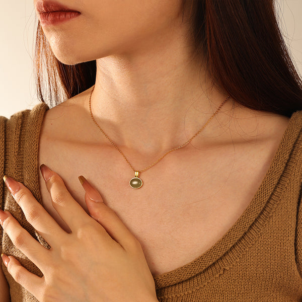 FX1187 925 Sterling Silver Personalized Aventurine Jade Pendant Necklace