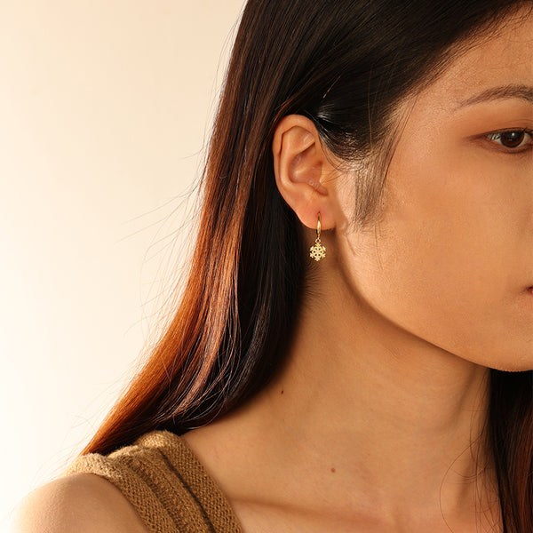 FE2715 925 Sterling Silver Snowflake Dangle Earring