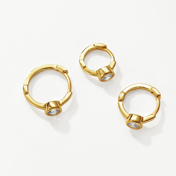 FE3167 Bezel Setting CZ Hoop Earring