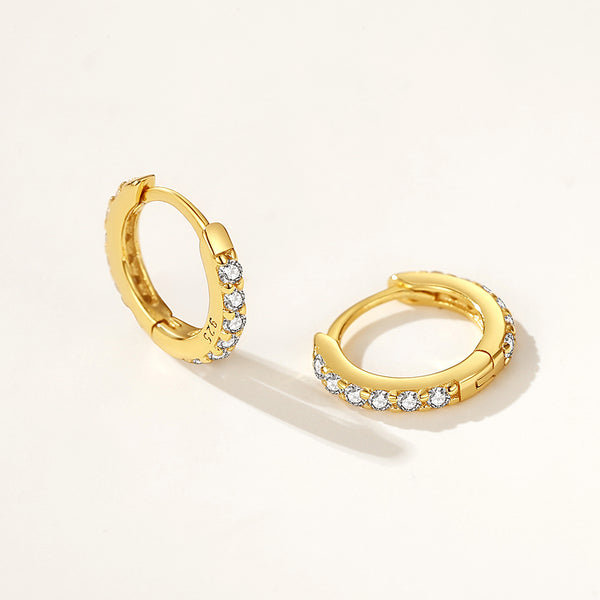 FE2112 925 Sterling Silver Full Cubic Zirconia Band Hoop Earrings