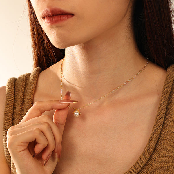 FX1181 925 Sterling Silver White Pearl Pendant Necklace