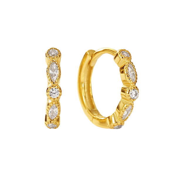FE3476 Dainty Cubic Zirconia Huggie Hoop Earrings