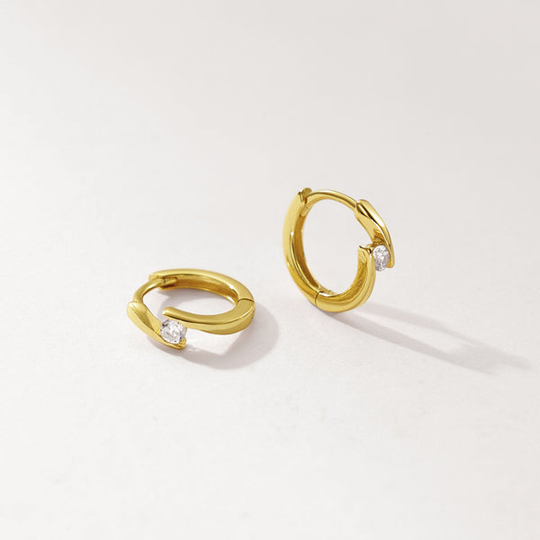 FE2951 925 Sterling Silver Zircon Lightning Statement Hoop Earrings